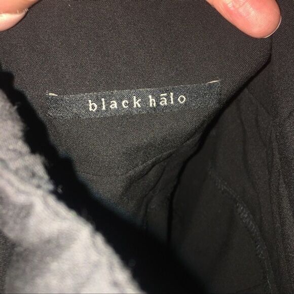 Black Halo LBD Strapless Belted Mini Cocktail Dress w/ Pockets - Picture 6 of 6